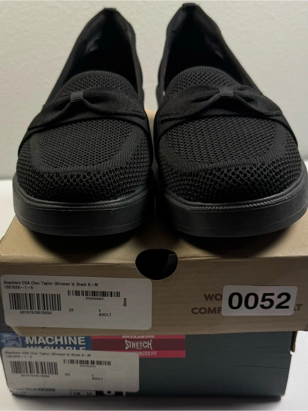 Skechers Black Knit Bow Loafers